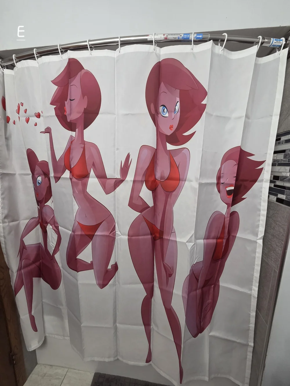 Cartoon Bikini Girl Fabric Water Resistant Shower Curtain
